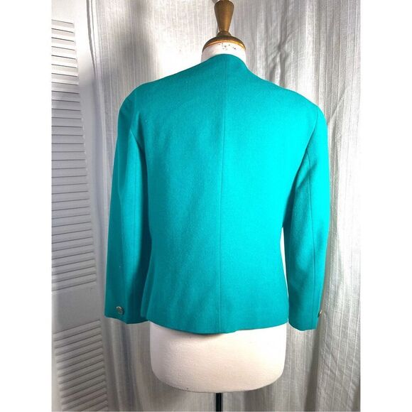 Pendleton | Women's | Blazers | Size 14 | Blue and Gold Virgin Wool Green Blazer - Picture 4 of 5